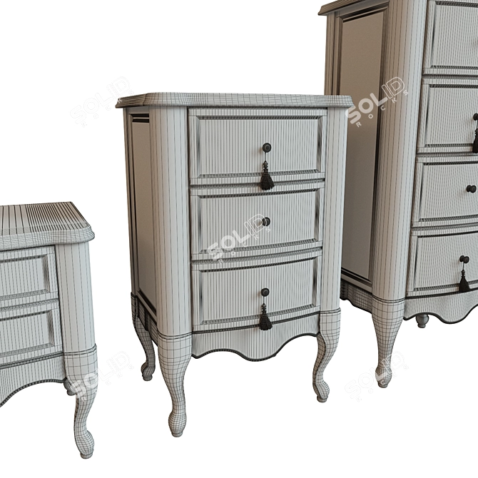 Solid Wood Chest Drawers 3D model image 3