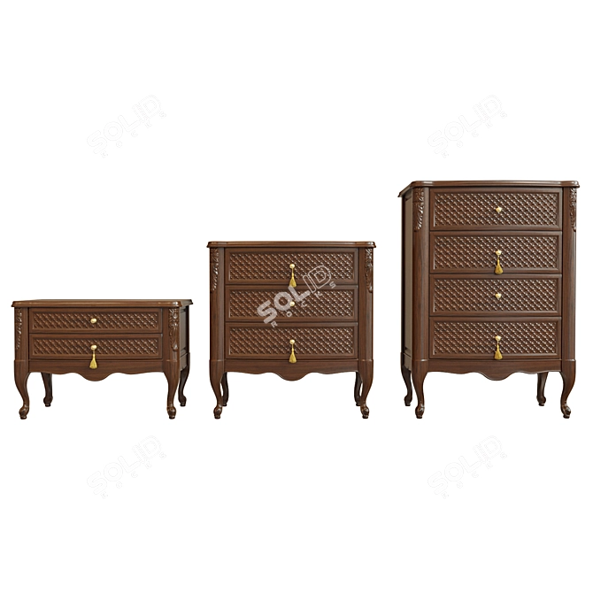 Solid Wood Chests with UVW Unwraps 3D model image 1