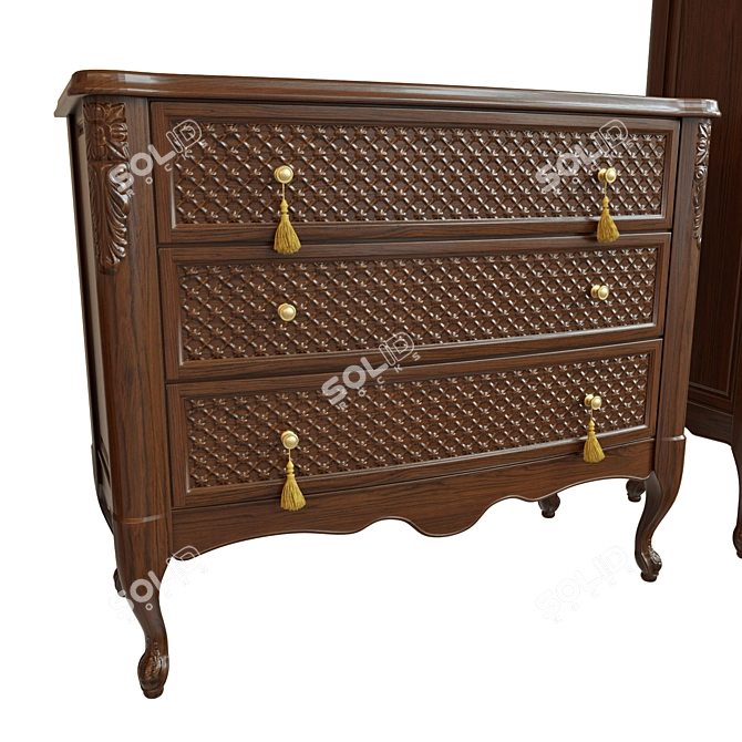 Solid Wood Chest of Drawers - Multiple Sizes & Textures 3D model image 2