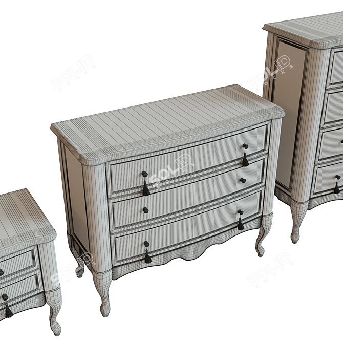 Solid Wood Chest of Drawers - Multiple Sizes & Textures 3D model image 3