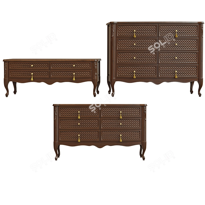 Solid Wood Chest of Drawers, Various Sizes & Textures 3D model image 1