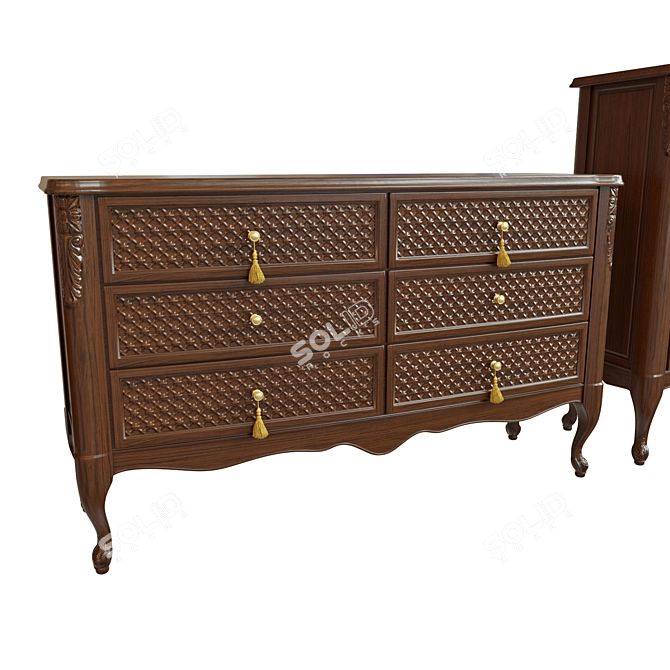 Solid Wood Chest of Drawers, Various Sizes & Textures 3D model image 2