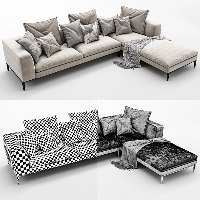 Sleek Michel Sofa: Modern Luxury 3D model image 3