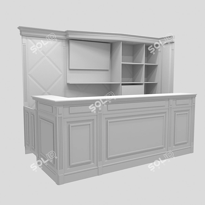 Stylish Bar Counter with Workspace 3D model image 2