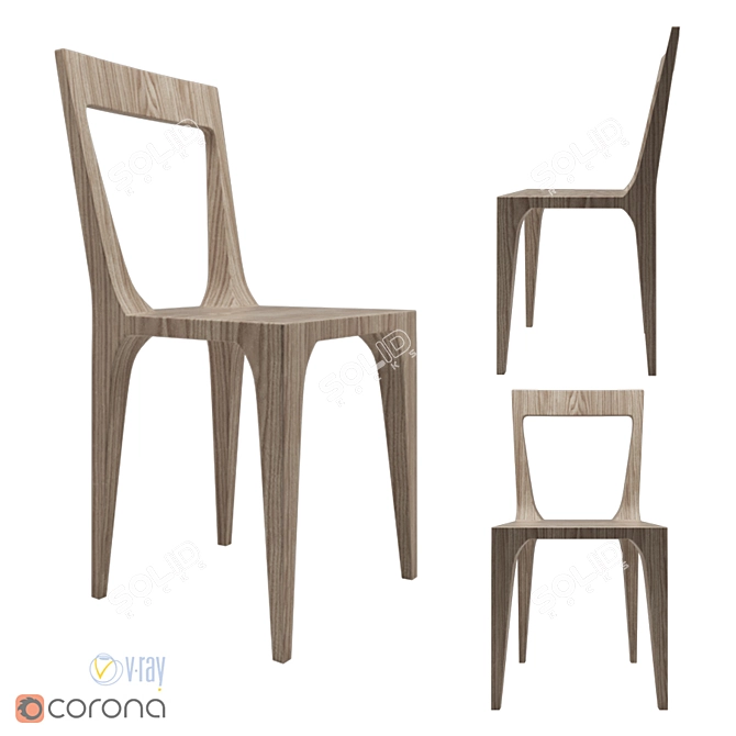 Sleek Minimal Chair by Adrianna Shamaris 3D model image 1