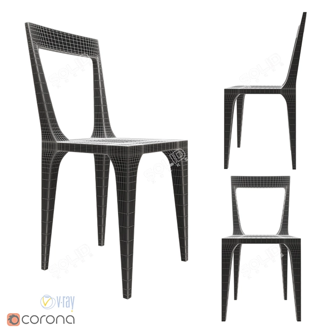 Sleek Minimal Chair by Adrianna Shamaris 3D model image 2