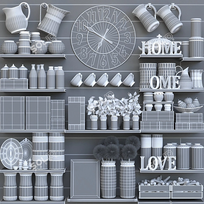 Versatile Kitchen Tableware Set 3D model image 2