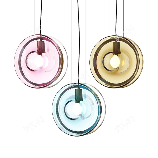 Elegant Glass Pendant with Hanging Lamp 3D model image 1