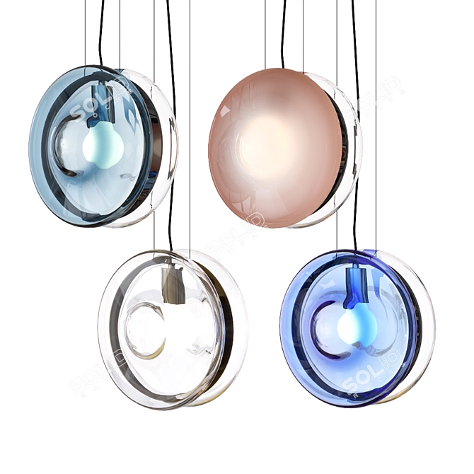 Elegant Glass Pendant with Hanging Lamp 3D model image 2