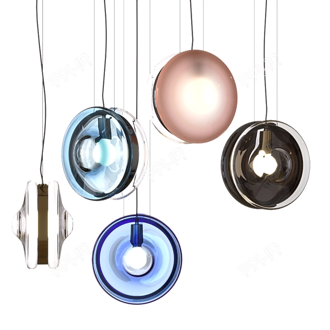 Elegant Glass Pendant with Hanging Lamp 3D model image 3