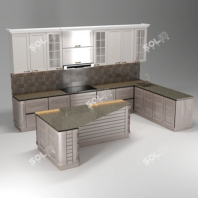 Modern Spacious Kitchen Block 3D model image 1
