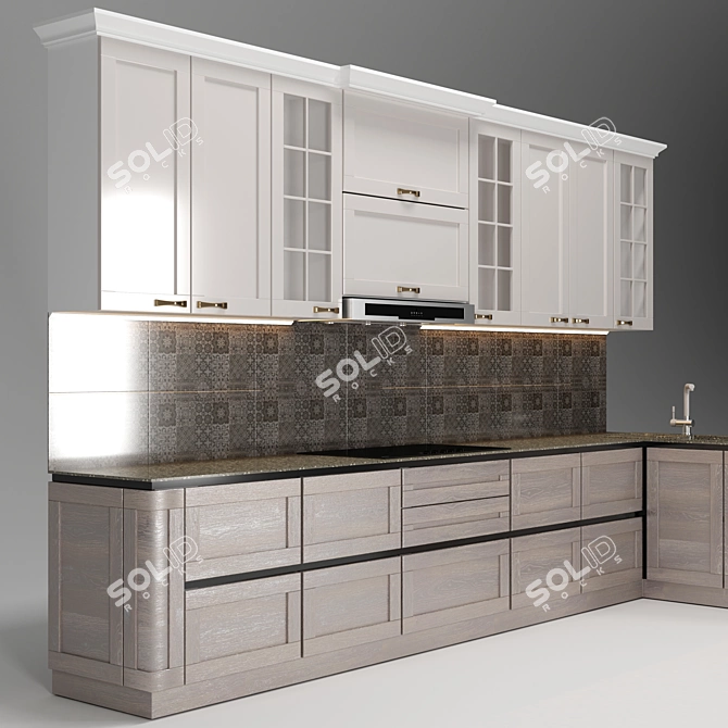 Modern Spacious Kitchen Block 3D model image 2