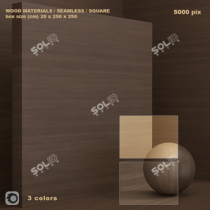 Seamless Wood Veneer Box Set 3D model image 1