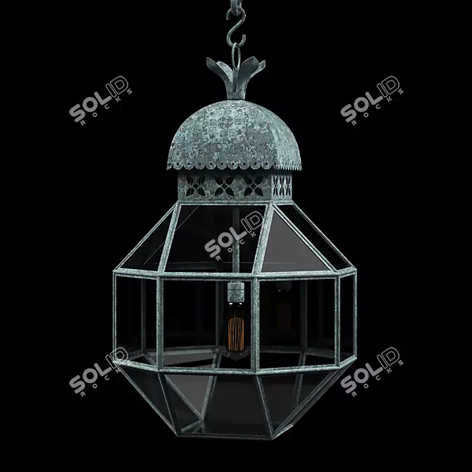 Vintage Verdigris Baillie Lantern 3D model image 1