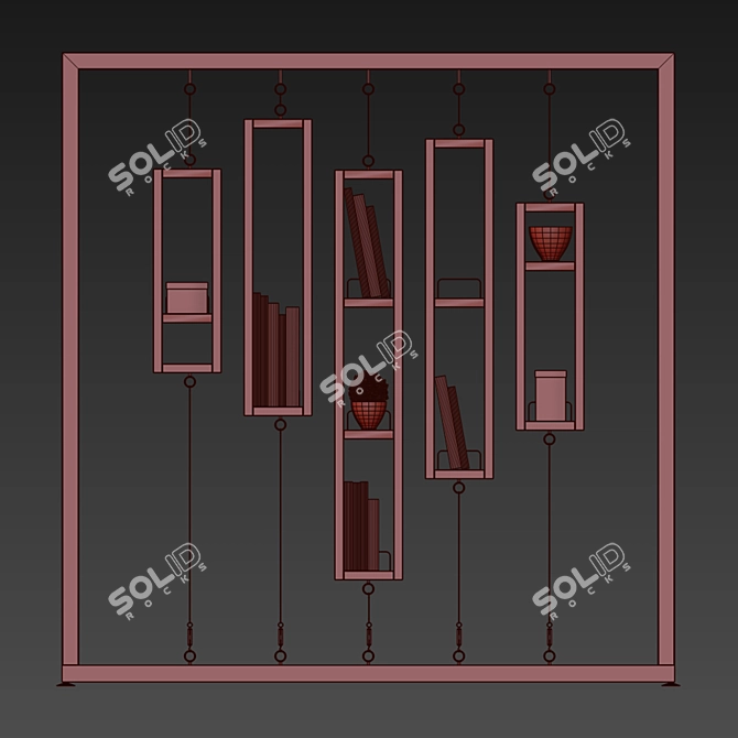 Frame Bookcase: Stylish and Functional 3D model image 3