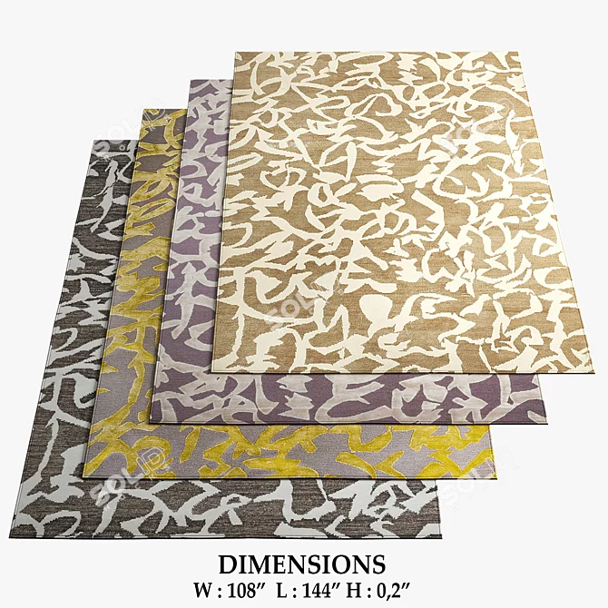 Brushed Warli Pattern Indoor Handknotted Rugs 3D model image 1