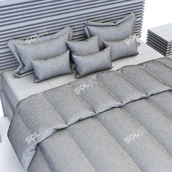 Annex King Panel Bed with Storage - Stylish Bedroom Upgrade 3D model image 3