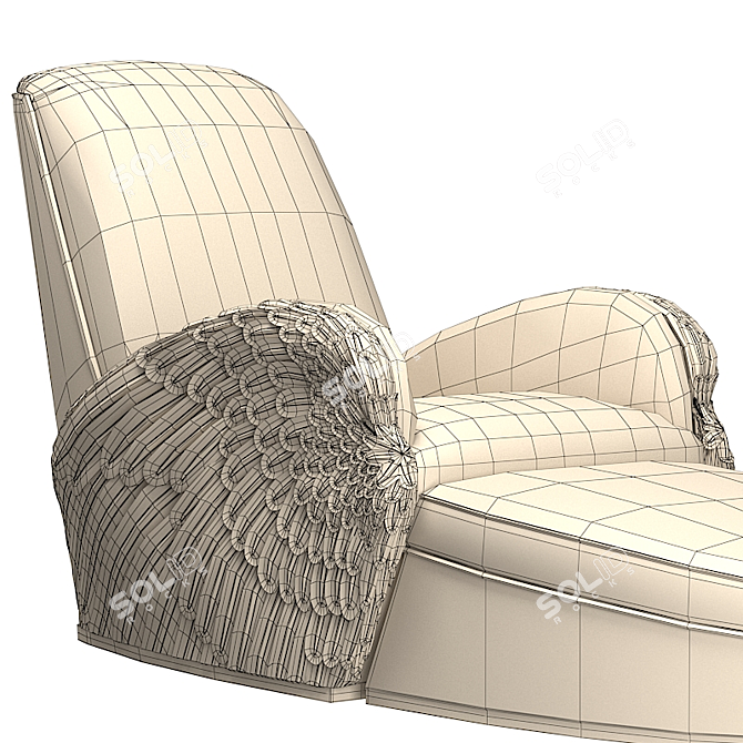 Gilded Angel Wing Chair: Luxurious Ottoman Armchair 3D model image 3