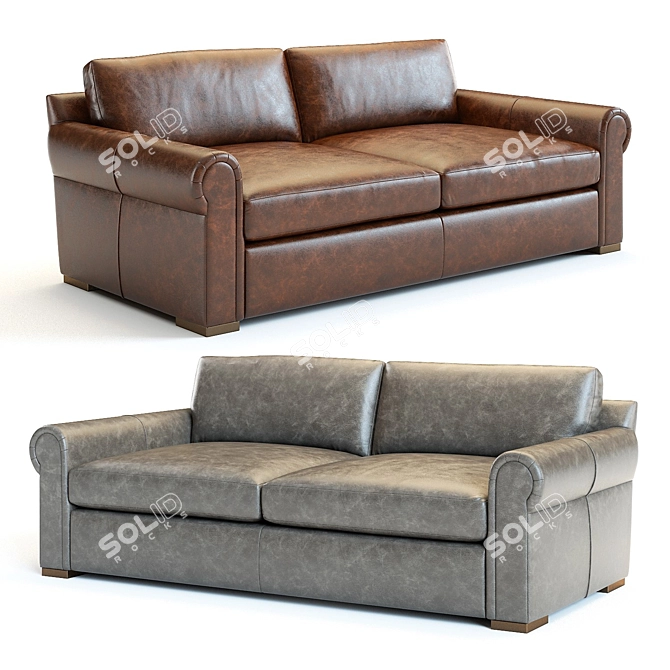 Luxury Leather Sofa in Restoration Hardware Style 3D model image 1