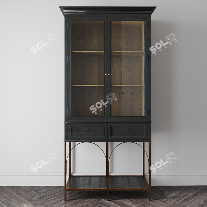 Elegant Glass Wardrobe - 1080x2000x410mm 3D model image 1