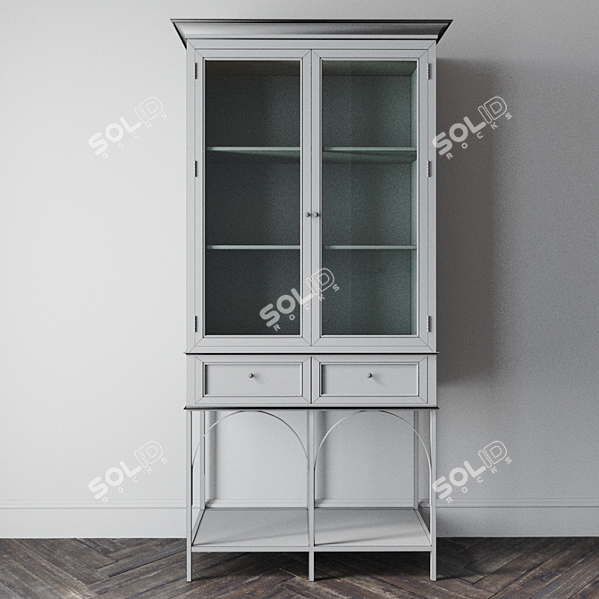 Elegant Glass Wardrobe - 1080x2000x410mm 3D model image 2