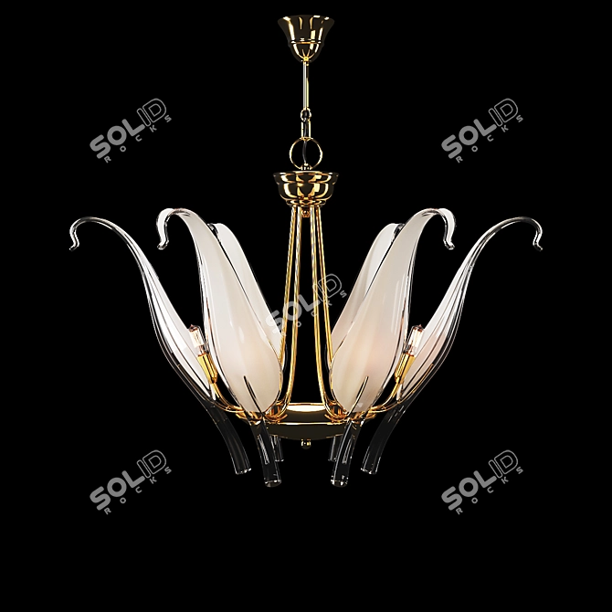 Vintage Murano Glass Iris Leaves Chandelier 3D model image 1