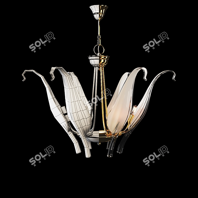 Vintage Murano Glass Iris Leaves Chandelier 3D model image 3