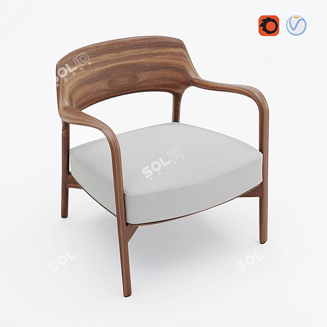 Elegant Louis Armchair 3D model image 1