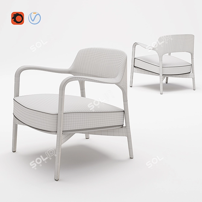 Elegant Louis Armchair 3D model image 3