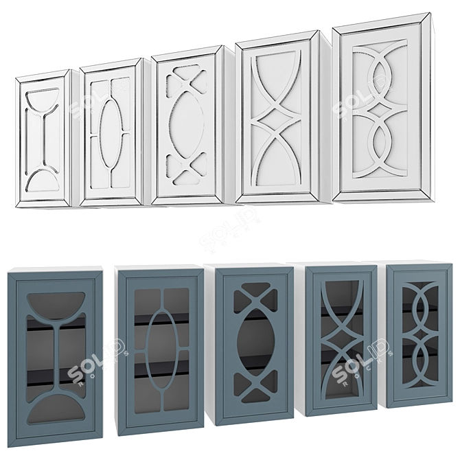 Modern Geometry Spline Cabinet 3D model image 2