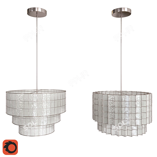 Elegant Capiz Shell Chandelier 3D model image 1