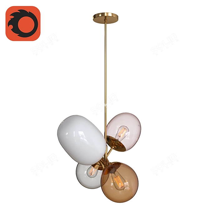 Whimsical Glass Chandelier: Mesmerizing Glow 3D model image 1