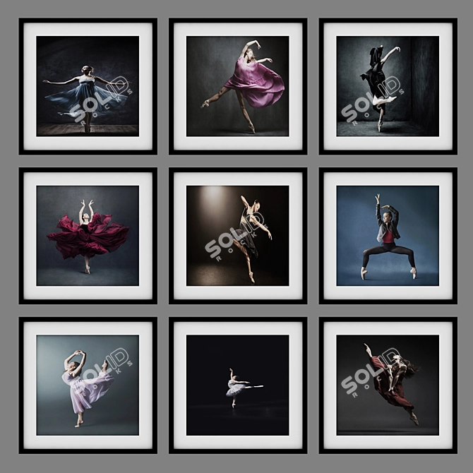 Ballet Frame Art Collection - Set of 12 3D model image 1