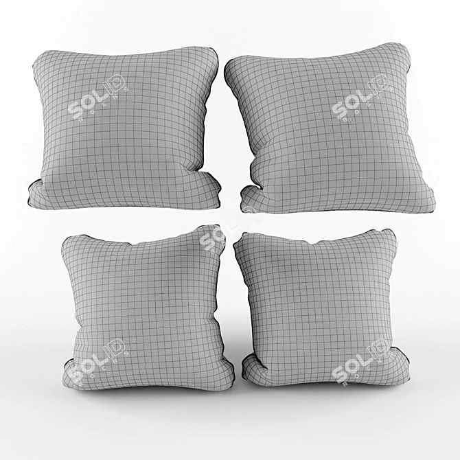 Title: Beige Floral Pillow Set 3D model image 3