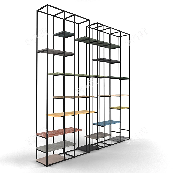 Metal Marble Separator: Versatile Bookshelf & Decorative Accent 3D model image 2