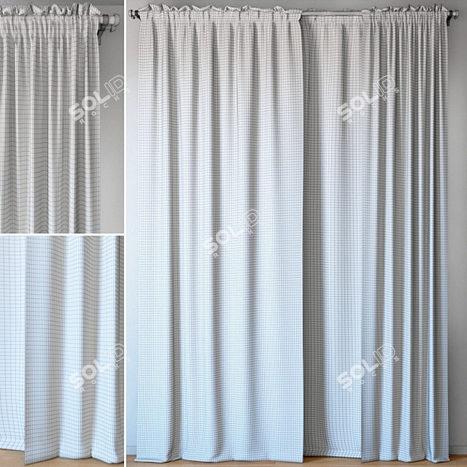 Aegean Blue Voile Curtains | 95" Length 3D model image 2