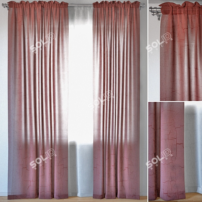 Coral Crush Semi-Transparent Curtains 3D model image 1