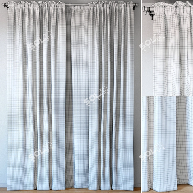 Coral Crush Semi-Transparent Curtains 3D model image 2