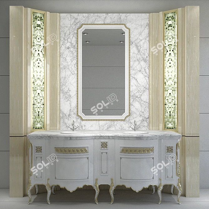 Elegant JC Classic Bathroom Set 3D model image 1