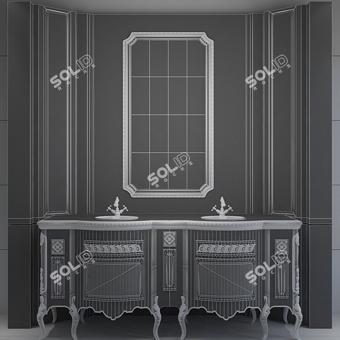 Elegant JC Classic Bathroom Set 3D model image 2