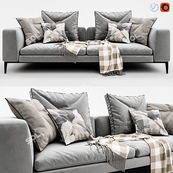 Elegant 3D Michel Sofa 3D model image 1
