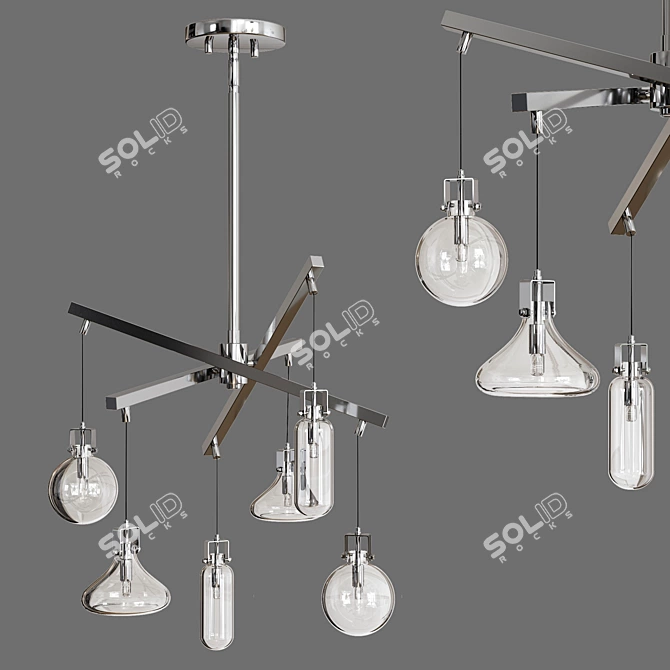 Ethereal Glass Jewel Chandelier 3D model image 2