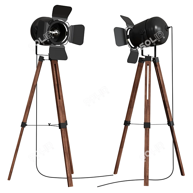 2019 SIMIG Loft Wooden Tripod Stand Lamp 3D model image 1