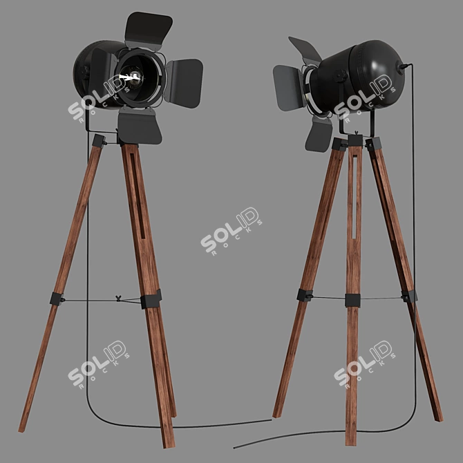 2019 SIMIG Loft Wooden Tripod Stand Lamp 3D model image 2