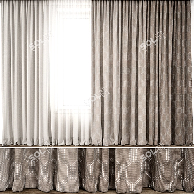 Elegant Curtain Model: 3D Max & OBJ 3D model image 1