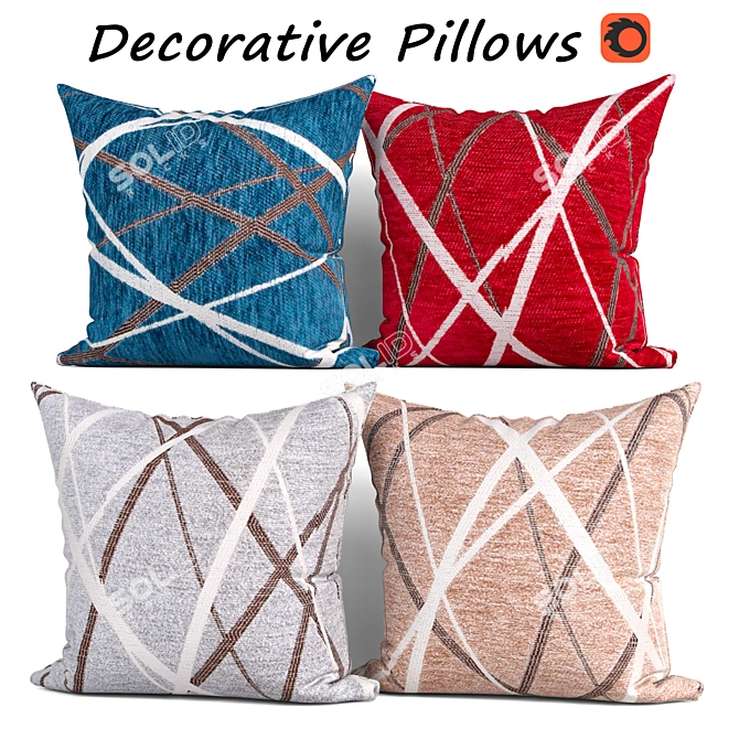 Luxurious Pillow Set - Set of 4 Decorative Pillows 3D model image 1