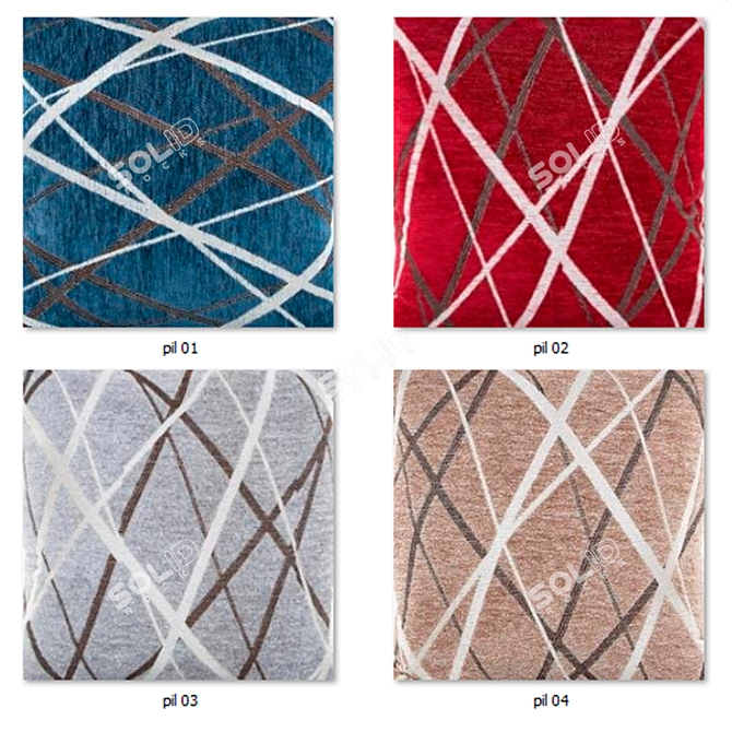 Luxurious Pillow Set - Set of 4 Decorative Pillows 3D model image 3