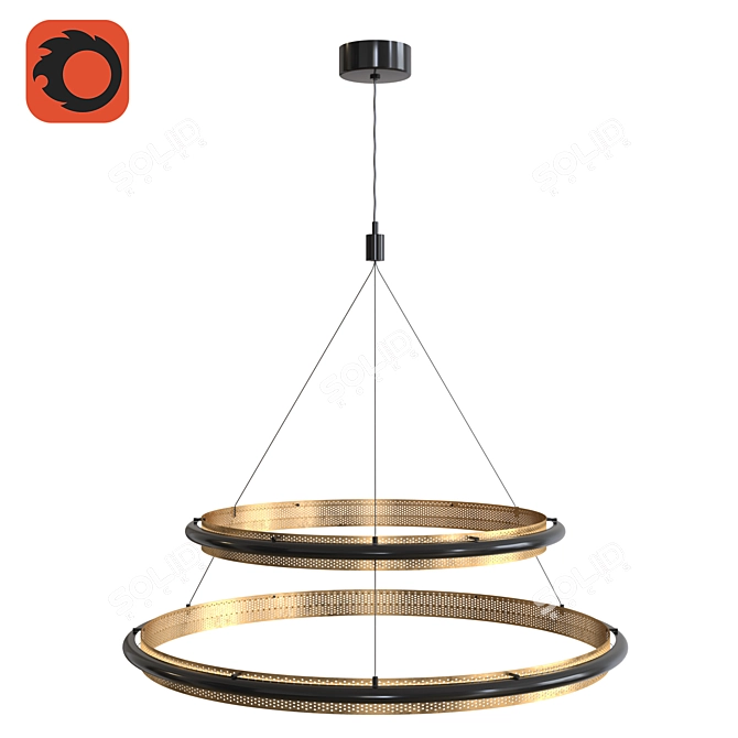 Illuminate your space with LED Hoop Chandelier 3D model image 1