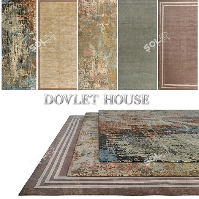 DOVLET HOUSE Carpets - Set of 5 (Part 353) 3D model image 1