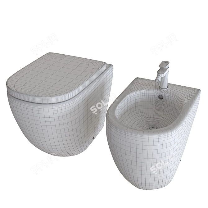 Title: Cielo Smile Ceramic Bathroom Set 3D model image 2